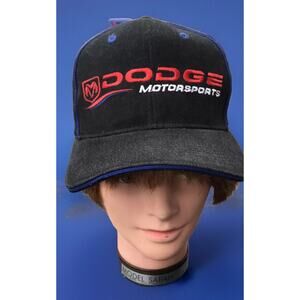 NEW Black Dodge Motorsports Strapback Hat Cap DP Racing Chrysler Corporation USA